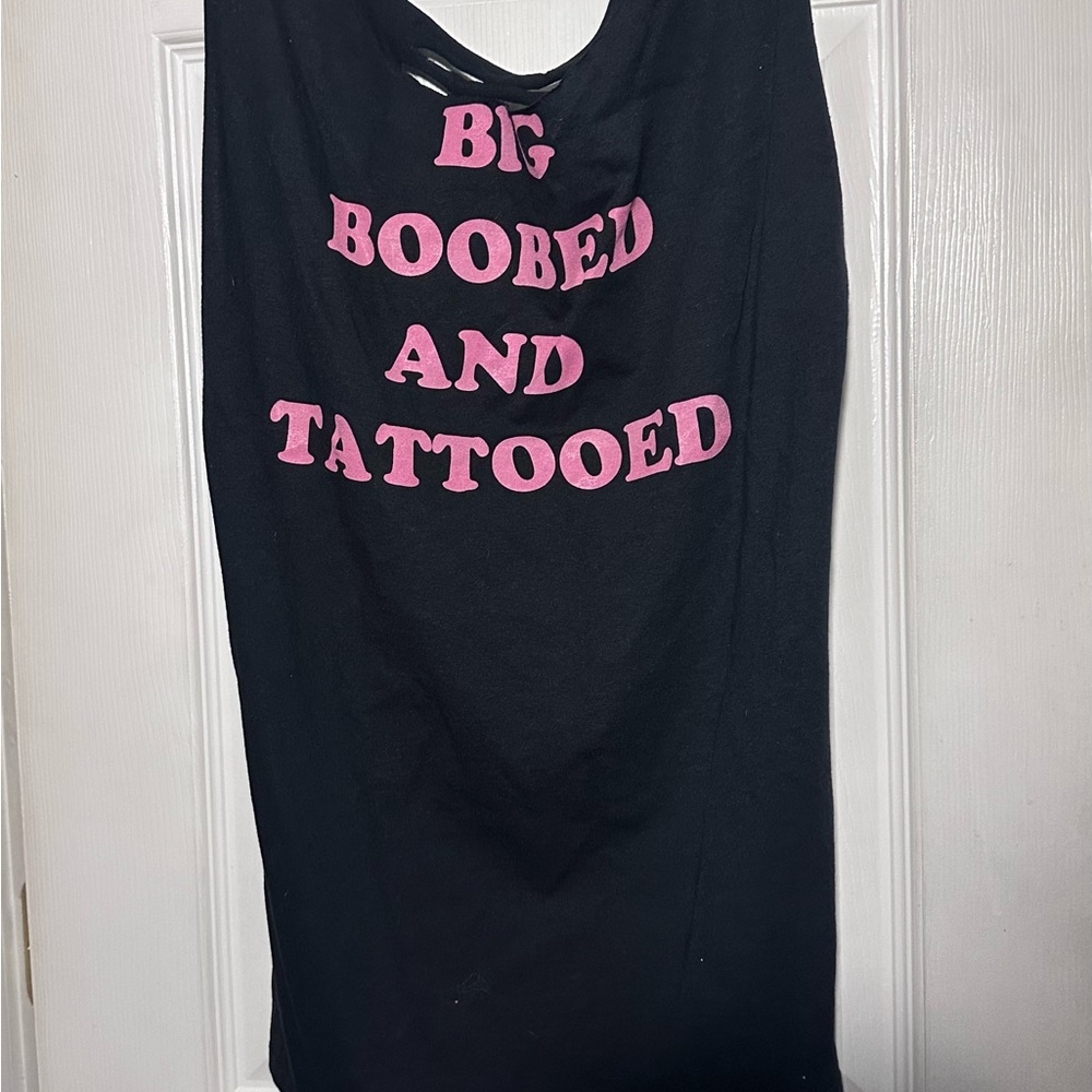 Black Tank Top with Pink Lettering